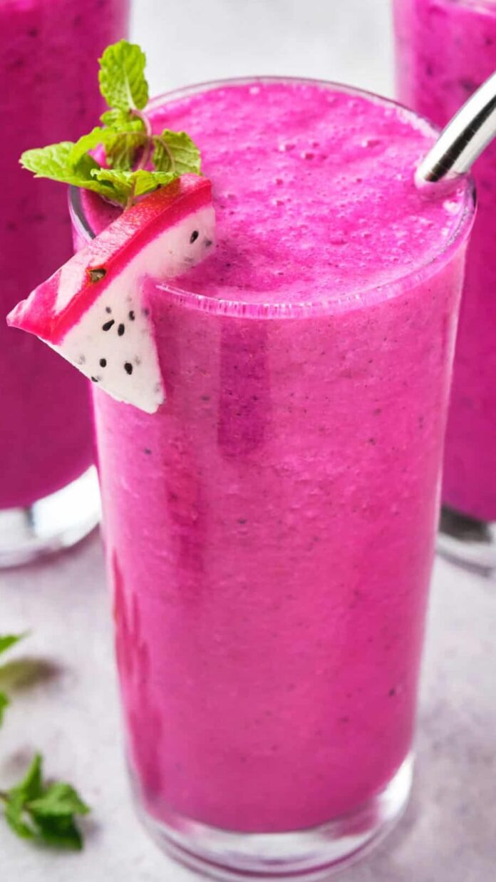 Sumo de pitaya com laranja e gengibre